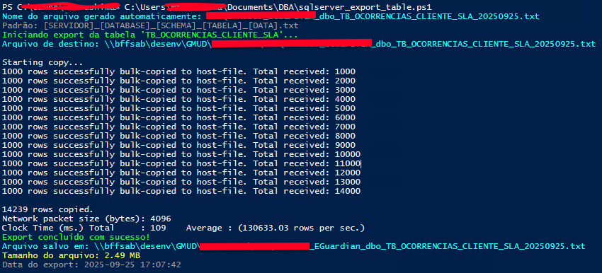 SQL Server: PowerShell export and import with BCP
