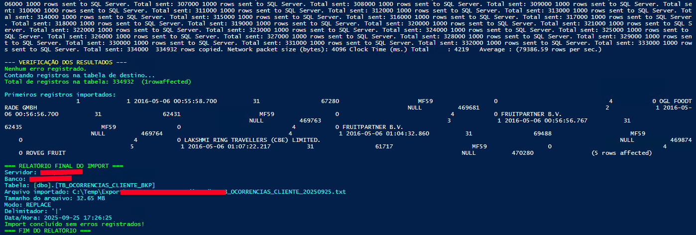 SQL Server: PowerShell export and import with BCP