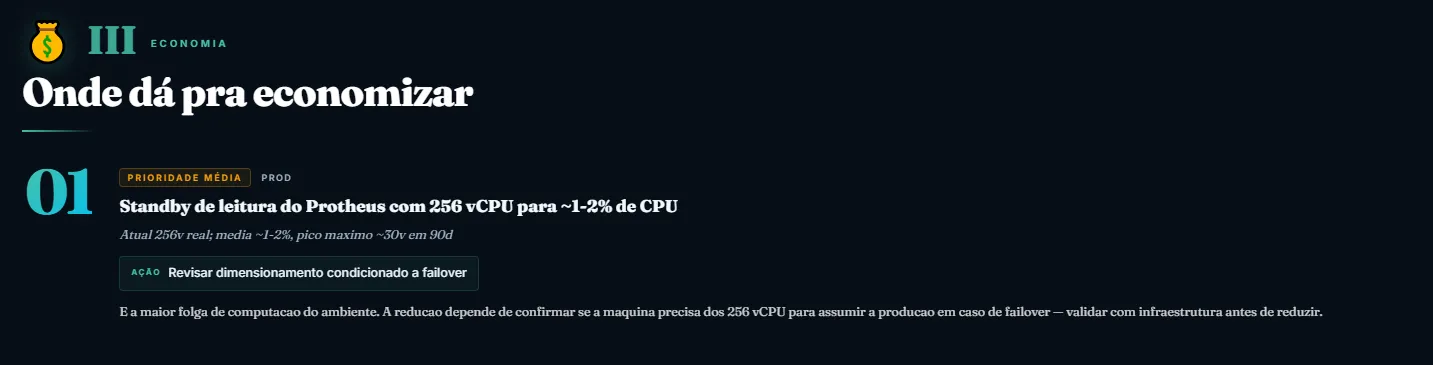 Editoria de economia do jornal com a maior folga de computação do ambiente e a ação sugerida