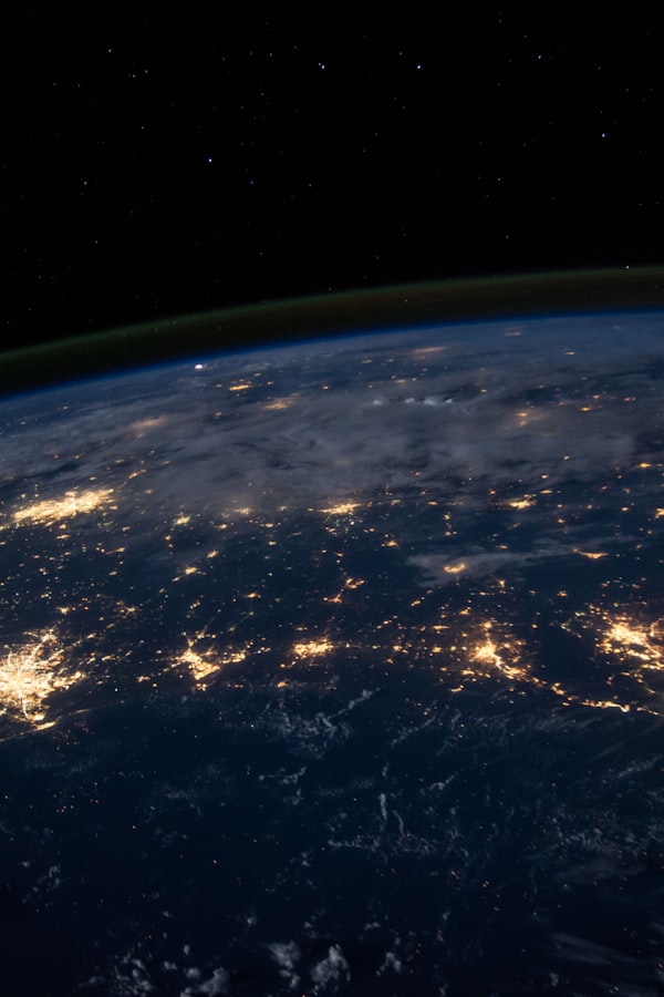 Planeta conectado visto do espaço